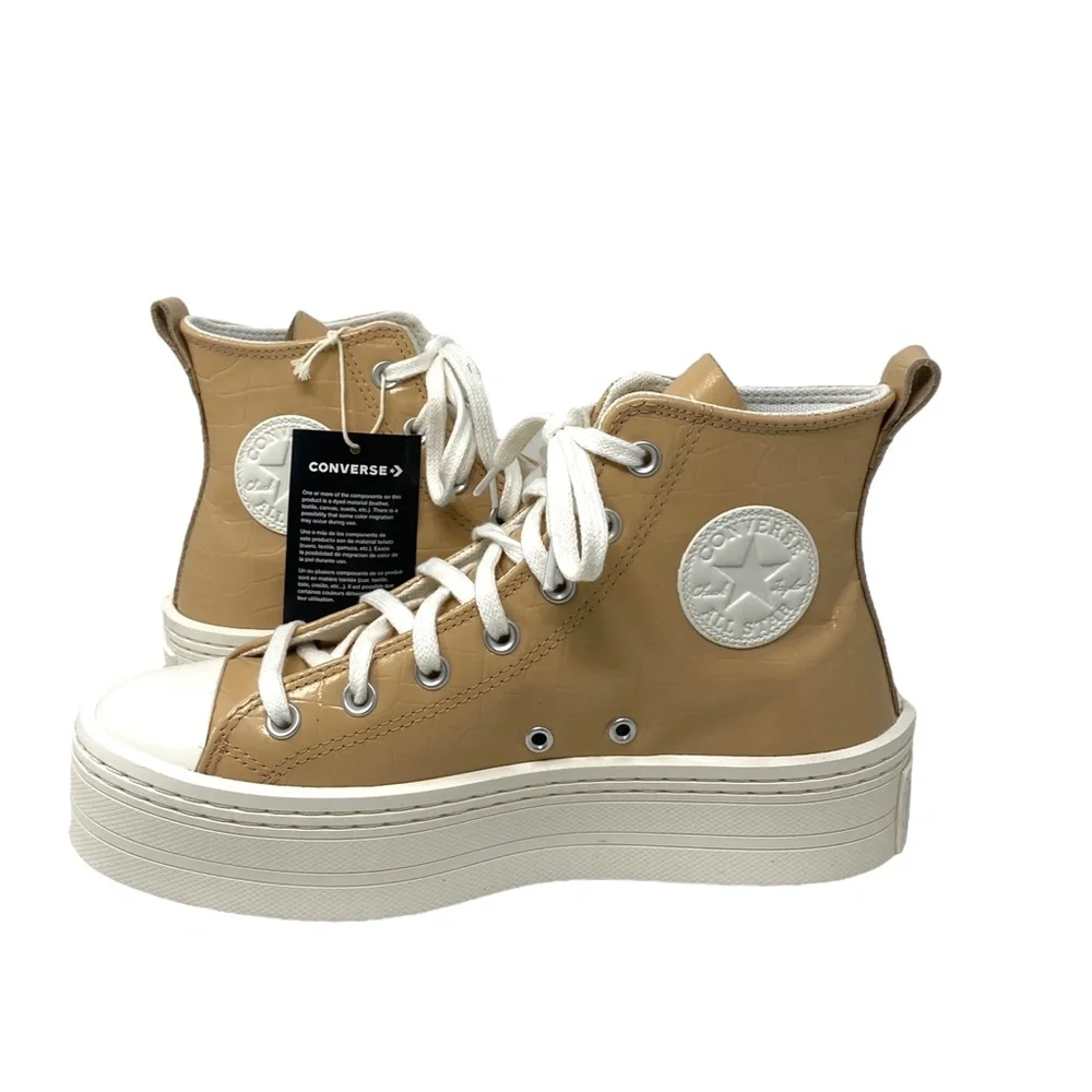 Converse Chuck Modern Lift Platform Leather Shoes Women's Embossed Skate A07658C